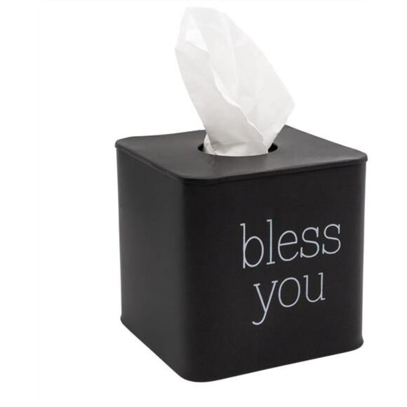Black metal square tissue box cover cube tissue holder for bathroom bedroom offi - Picture 1 of 8